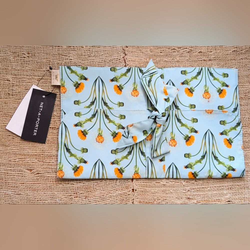 Agua Bendita tie pouch clutch bag blue floral print the bow NWT